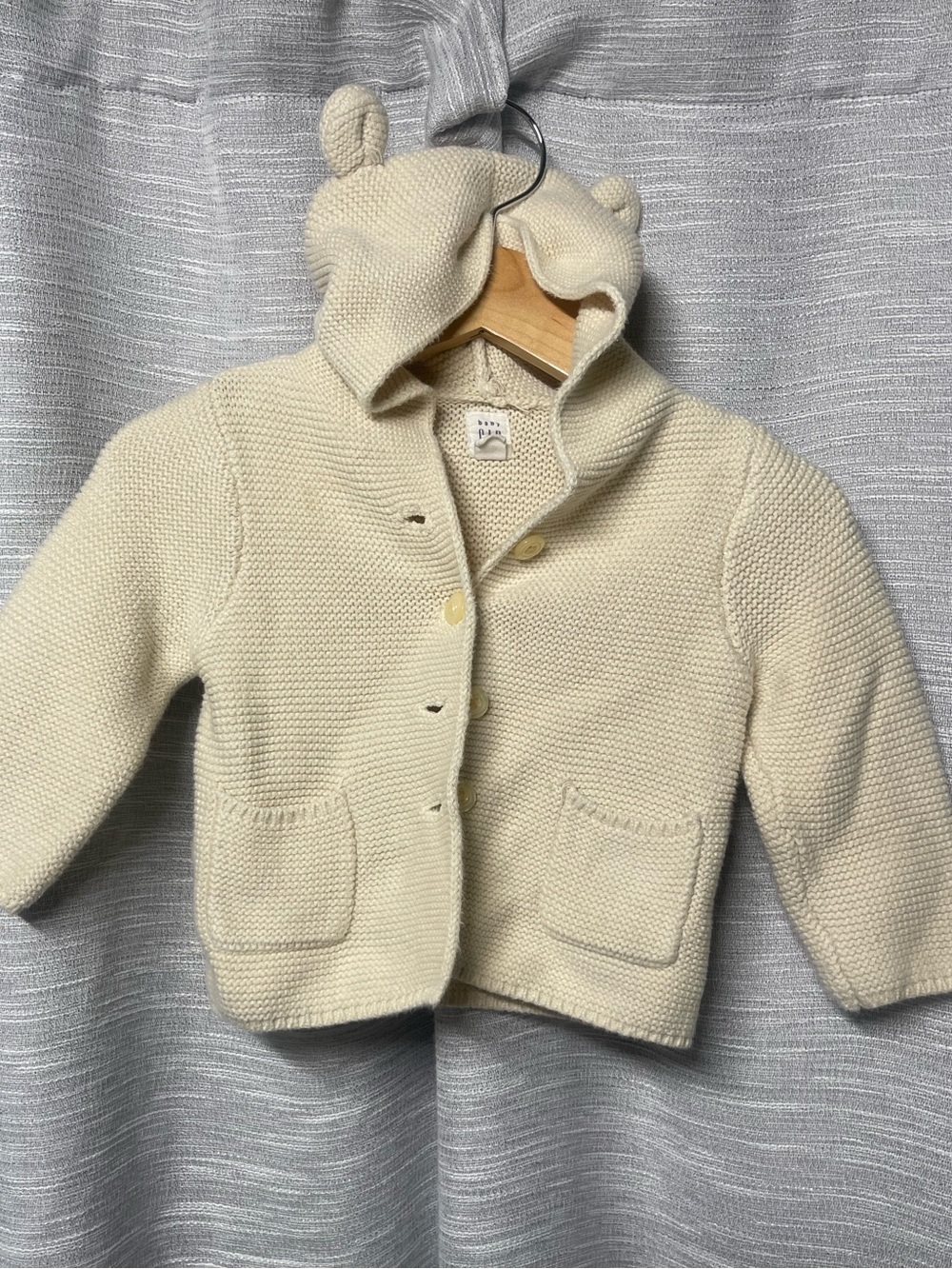 GAP Cream Hooded Knit Cardigan with Ears